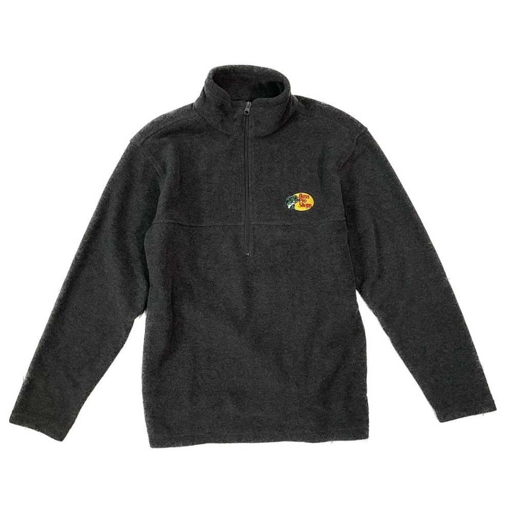 Bass Pro Shops Gray Logo Fleece Size S Mid Zip
